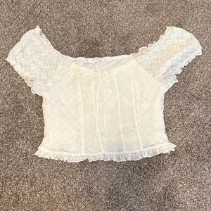 Chic Off-Shoulder Lace Top in Cream